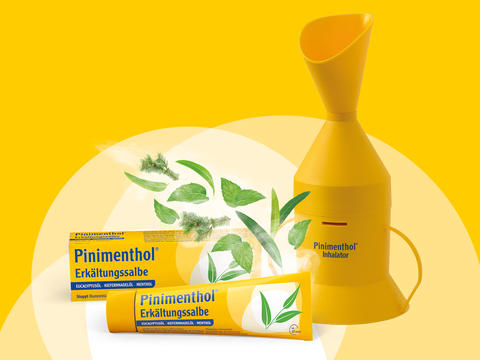 Packshot Pinimenthol Inhalator und Erkältungssalbe
